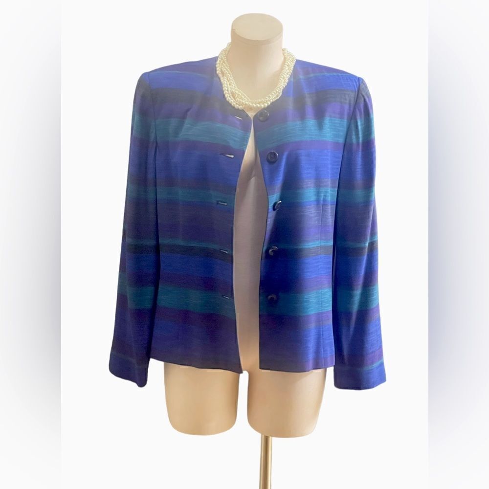 Stylish Vintage Blue and Green Colorblock Blazer